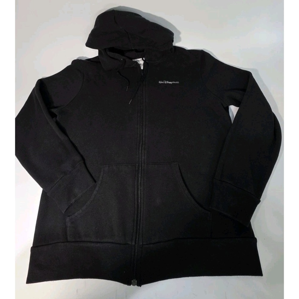 Disney‎ Parks World Black Sparkling Zip Up Hoodie Castle Epcot Mickey Size XL